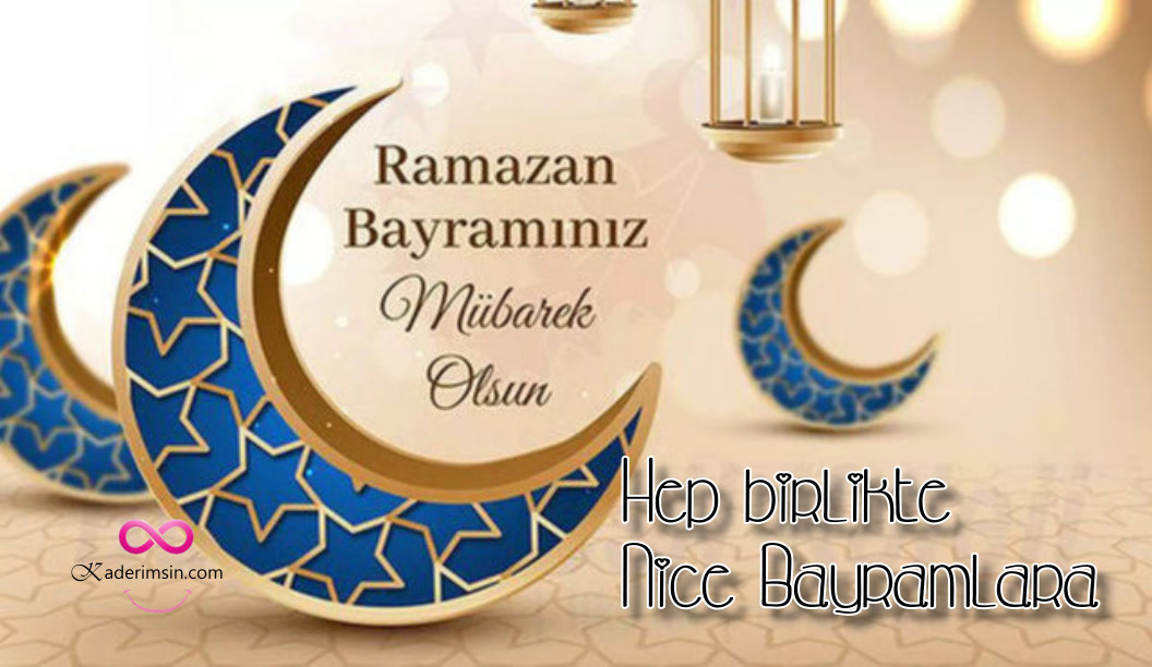 Ramazan Bayramı kartı – hilal ve kandil desenli tebrik