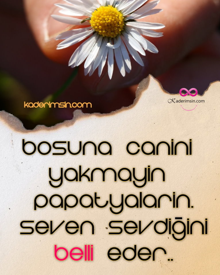 Bosuna canini yakmayin papatyalarin.Seven sevdigini belli eder. Bosuna canini yakmayin